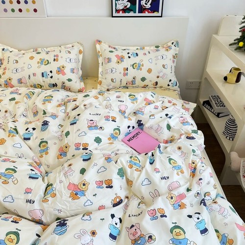 Süßes Bettwäsche Set Bettlaken Set Flachbettlaken Kissenbezüge Kawaii Heimtextilien - Bild 28 von 35