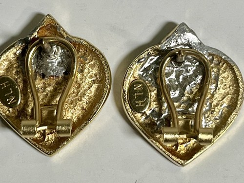 Vtg NLH NAT LANDAU HYMAN Gold Tone Red Crystal Rhinestone Post Earrings Signed - Picture 3 of 6