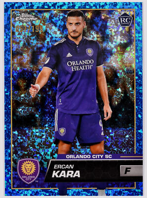 ERCAN KARA - 2023 Topps Chrome MLS Blue Mini-Diamond SN,RC #55 Orlando #/199