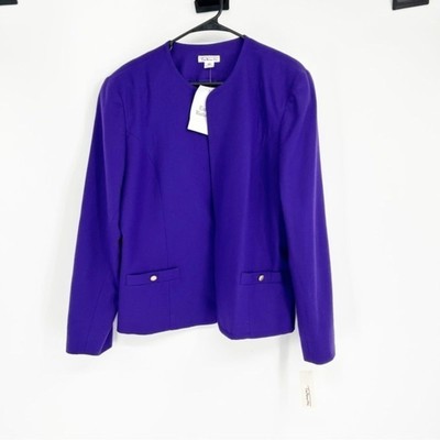 NWT Vintage Talbots 100% Worsted Wool Collarless Blazer Business Casual 16
