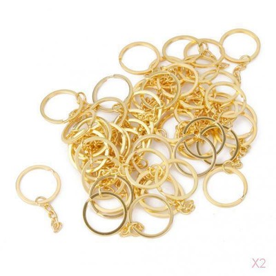 100 Stück Blanko Schlüsselanhänger Schlüsselring Basteln Kette Ringe Gold Großhandel Basteln
