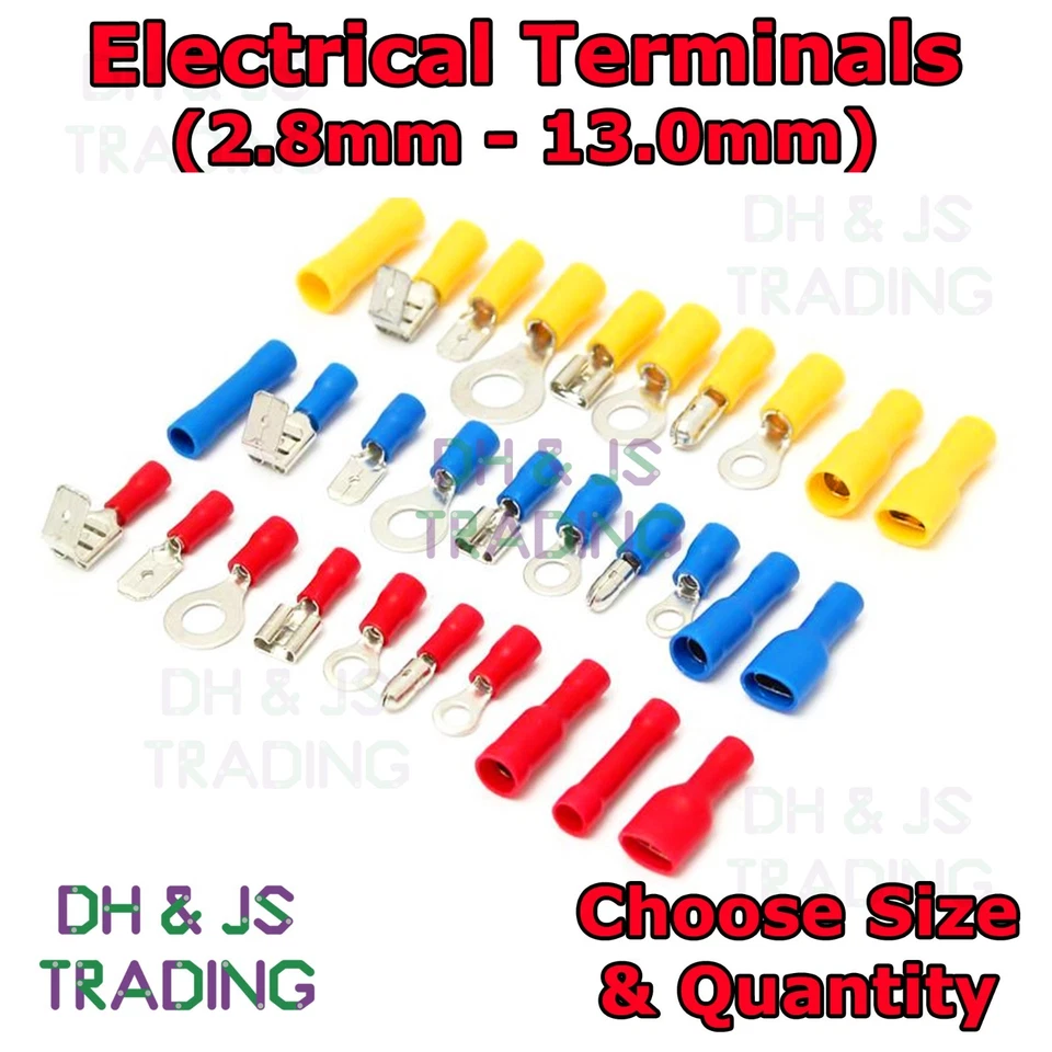 Insulated Crimp Terminals Electrical Wire Connectors Spade Ring Butt Fork Bullet