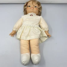 16” Blond Hair, Brown Eyes Plush Doll Dressed In A Spring Dress