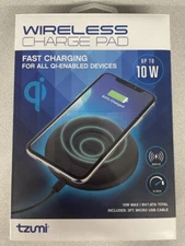 tzumi Wireless Charge Pad 10W, Fast Charging, For All QI Devices, w/ 3 ft. Cable