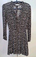 Zimmerman Sz 0 Cavalier Neck Tie Long Sleeved Mini Floral Black Dress Viscose