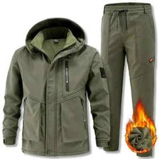 Men's Tactical Jacket Pants Set Water-Resistant Windbreaker Hiking Camping Suit