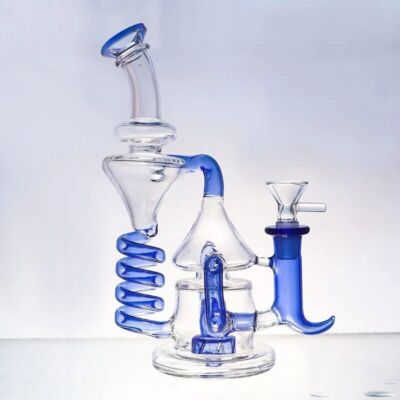 Glass Tornado Water Bong Smoking Recycler Thick Perc Hookah Pipe Bubbler W/Bowl
