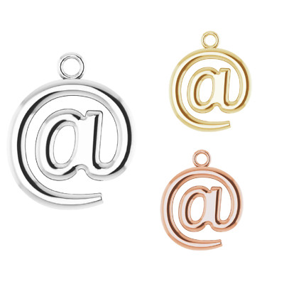10k 14k 18k Gold Platinum Or Silver 9.5mm @ Sign Character Email Dangle Charm