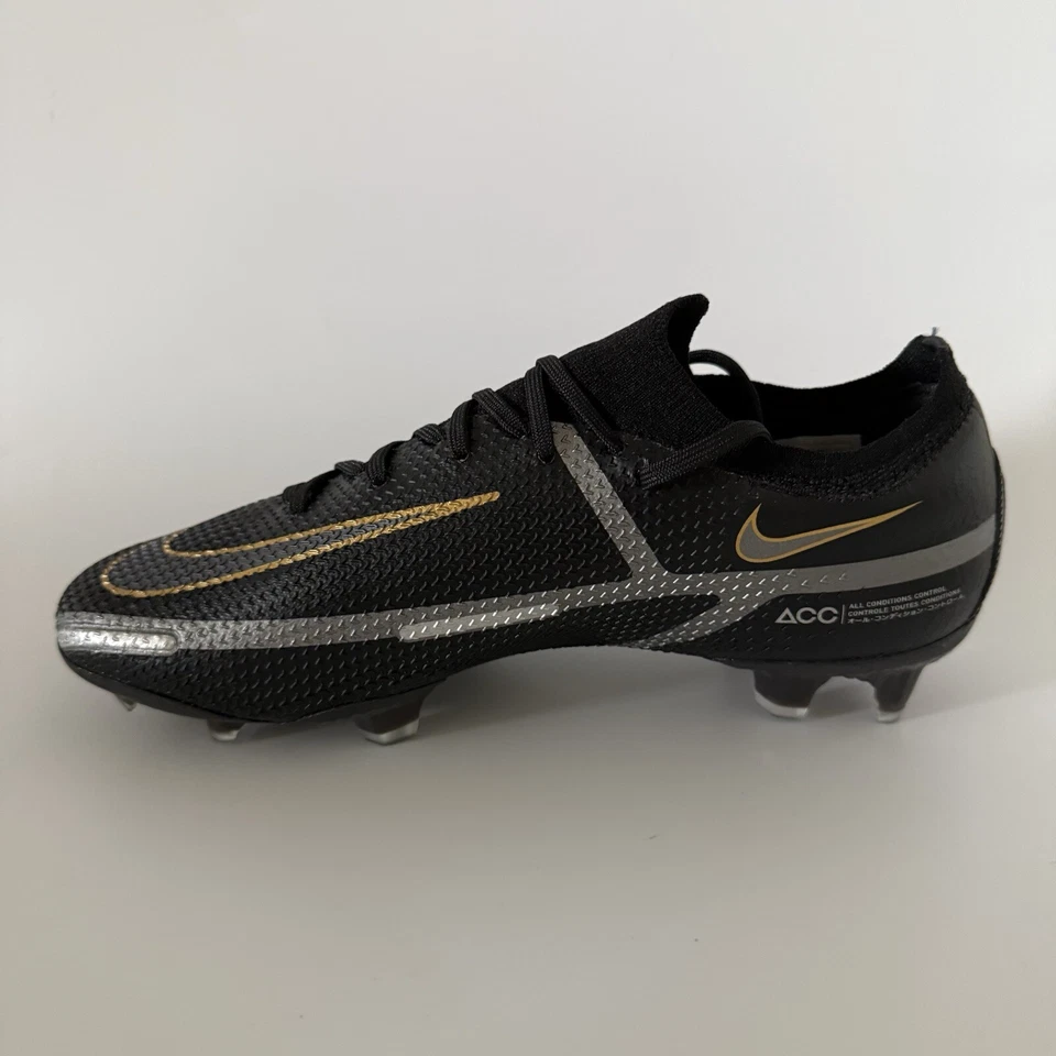 Nike Mens 6.5/Womens 8 Phantom GT2 Elite FG Soccer Cleats Black/Gold CZ9890-007 - Image 4 of 4