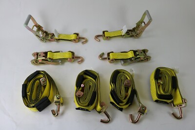 4 2 X11 Over The Tire Car Tie Down Ratchet Straps Assembly With Swivel J Hook Ebay