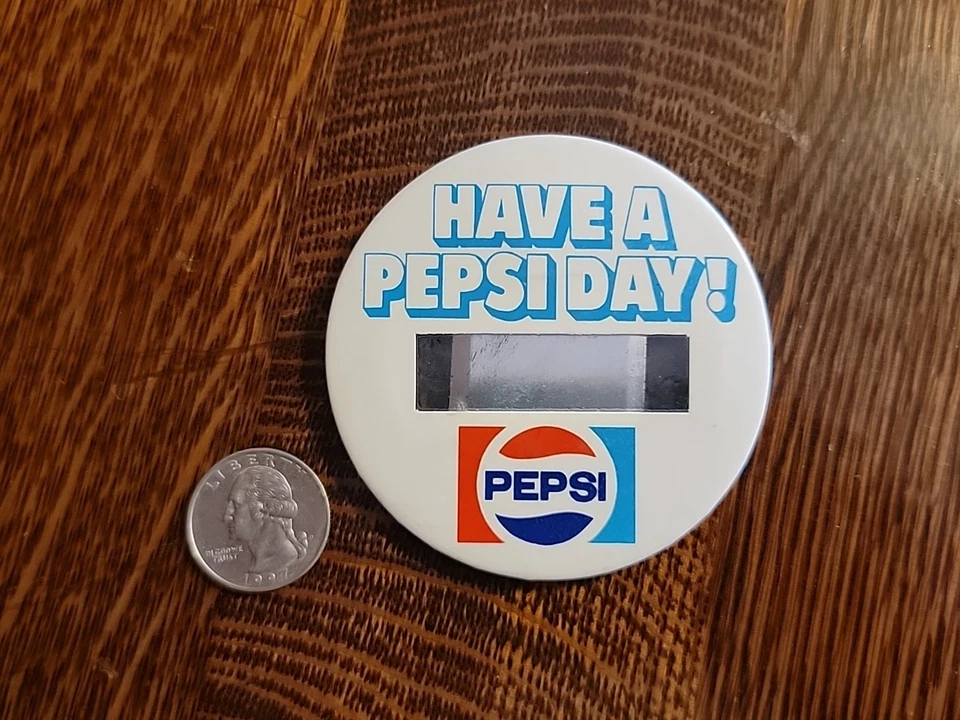 Vintage Pepsi Cola 3" Round Button Pin Name Tag Have a Pepsi Day w/ Name Window - Image 3 of 4
