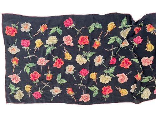 Rose Stems Silk Scarf - Fabric Frontline Zurich - Black / Multicolour - LARGE - Imagen 9 de 9
