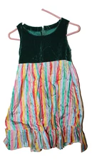 Vintage Circus Velvet Rainbow Dress Size 5/6/7? Striped Colorful Pride Summer