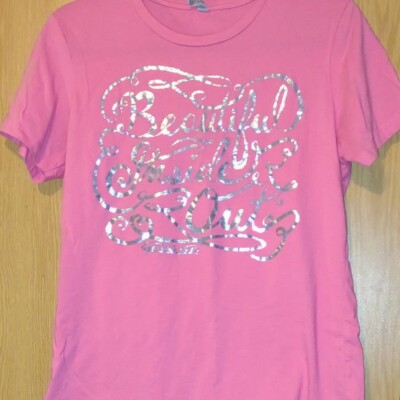 Next Level Tee Shirt Womens Adult Large Pink Glitter Graphic Cotton Stretch