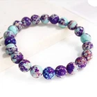 8mm Purple Jasper Round Beads Bracelet 7.5" L277