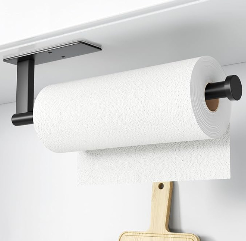 Paper Towel Holder Under Cabinet Matte Black Stainless Steel Wall Mount