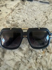 Cazal Men  s Rectangular Sunglasses Black Plastic Frame Gray Tinted Lenses