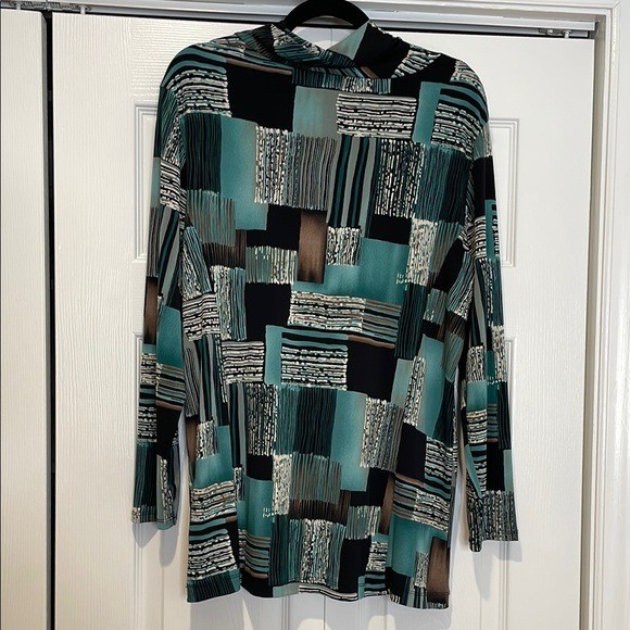 N Touch Womens Abstract Patchwork Top Size L Y2K … - image 6