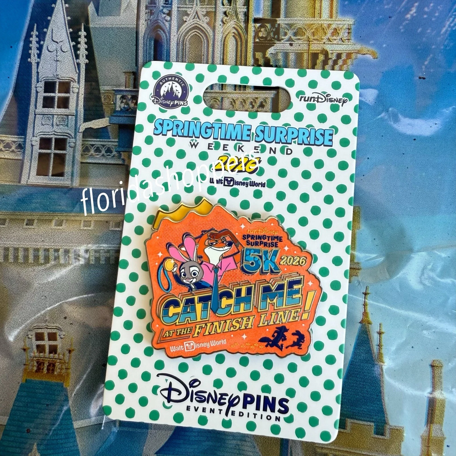 Disney Parks 2026 RunDisney Springtime Zootopia Catch Me At The Finish 5K Pin