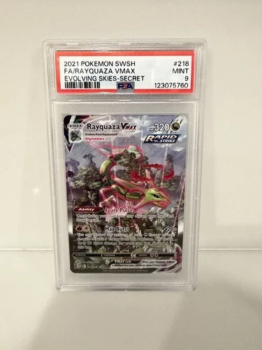 PSA 9 Rayquaza VMAX (Alternate Art Secret) 218/203 SWSH07: Evolving Skies Holo