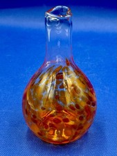Blown Glass Vase Heart Shaped Opening Handmade Clear Orange - Beautiful