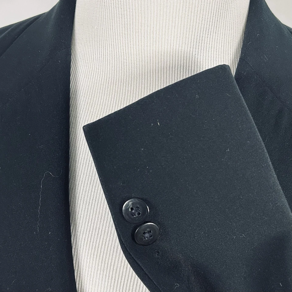 LL Bean 44R Traveler Sport Coat Black Two Button Lined Vented 100% Polyester - Image 4 of 4