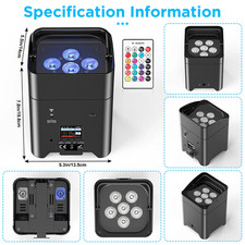 LED 6x18W RGBWA UV Battery Powered Wireless DMX Par Can DJ Uplighting Uplights