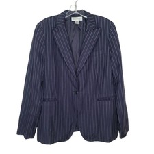 Brooks Brothers navy blue pinstripe single button wool blazer suit jacket - 12