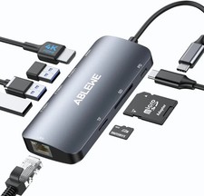 ABLEWE USB C Hub Ethernet, Multiport USB C to HDMI Hub, 8 in 1 4K@60Hz USBC Adap