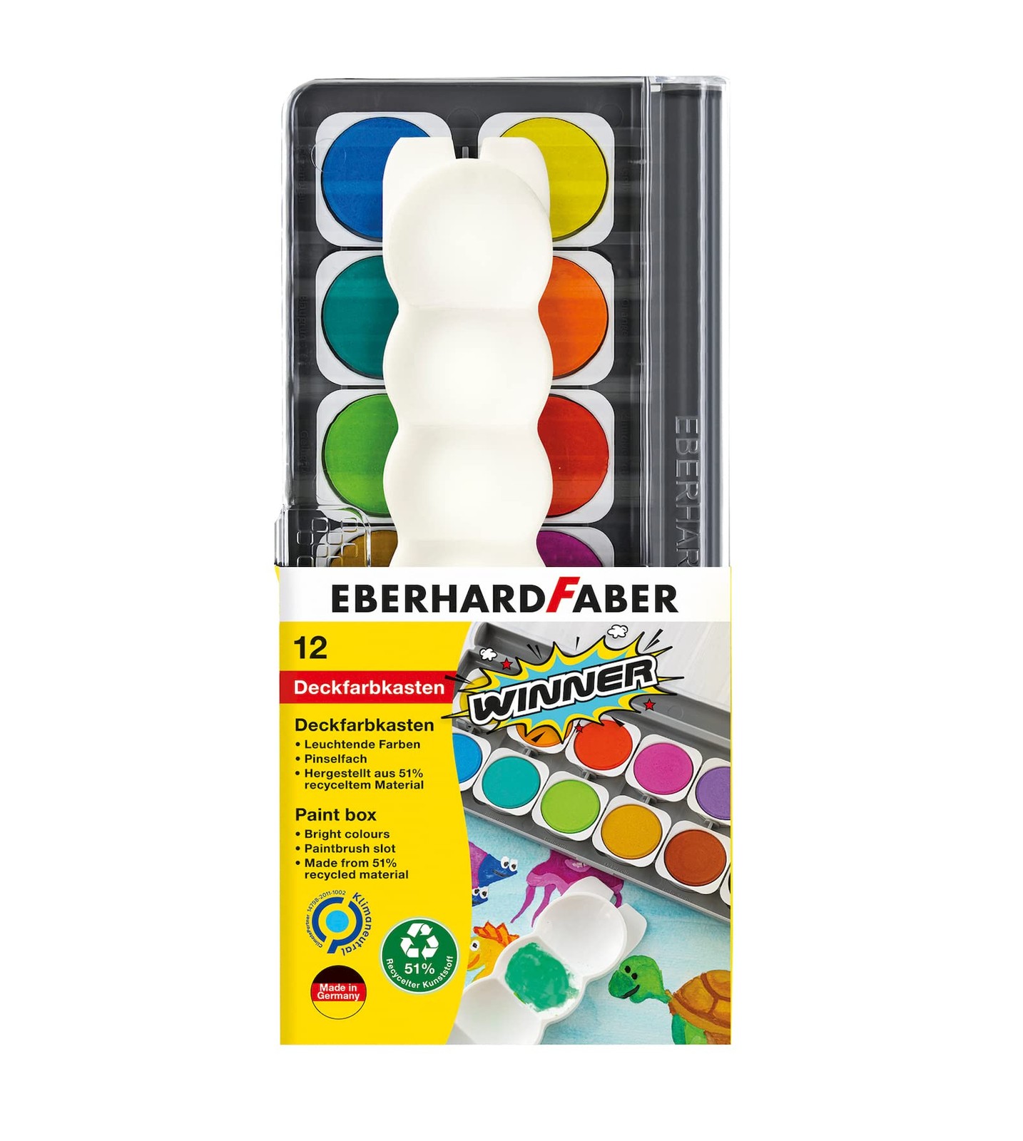 Eberhard Faber Winner 578312 Deck Paint Box with 12 Vibrant Colours in Interchan