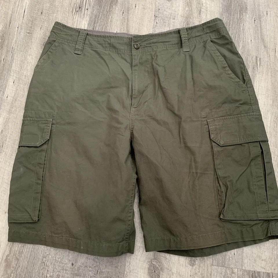 Pantalones Cortos Carga Gander Mountain Ripstop Para Hombre 38 Verde Marrón 100% Algodón Cordón Foto 3 de 4