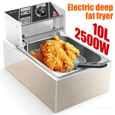 Commercial 10L 2500W Electric Deep Fryer Fat Chip Single Tank Stainless Steel