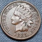 1887 Indian Head Cent 1c Higher Grade #102562