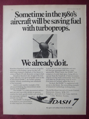 8/1977 PUB DE HAVILLAND AIRCRAFT CANADA DASH 7 HAMILTON STANDARD PROPELLER AD