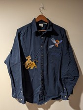 Vintage 90s Disney Store Mens Blue Shirt Lion King Embroidered Front X-Large