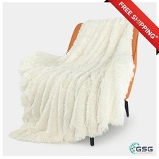 SOFT REVERSIBLE FAUX FUR THROW BLANKET FOR COUCH BED
