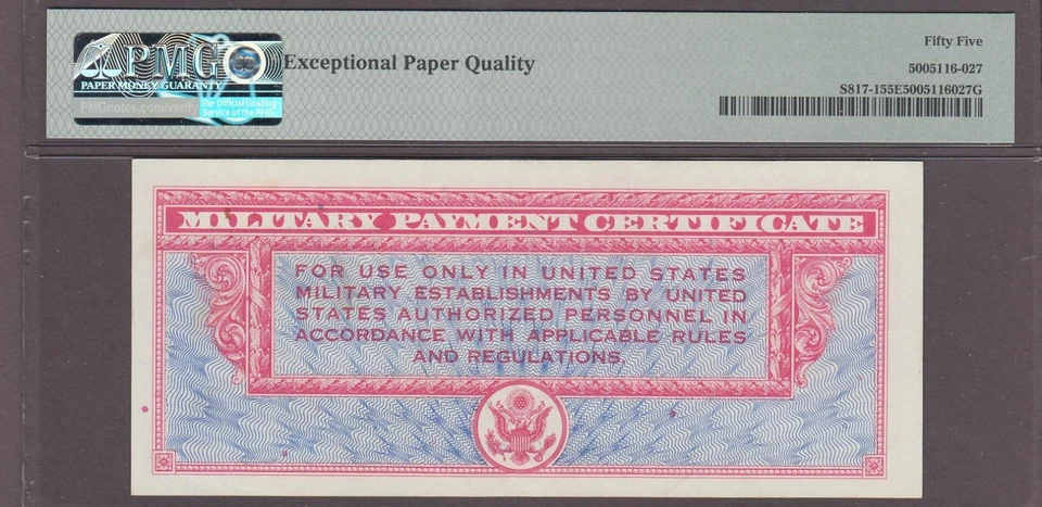 US MPC Military Payment Certificate 10 Dollars Note  471 PMG 55 EPQ - Image 2 of 2