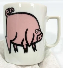 Stylecraft PINK PIG Piggy Hog Swine Porcelain Mug Cup 8 oz #1228 JAPAN Vtg 1960s
