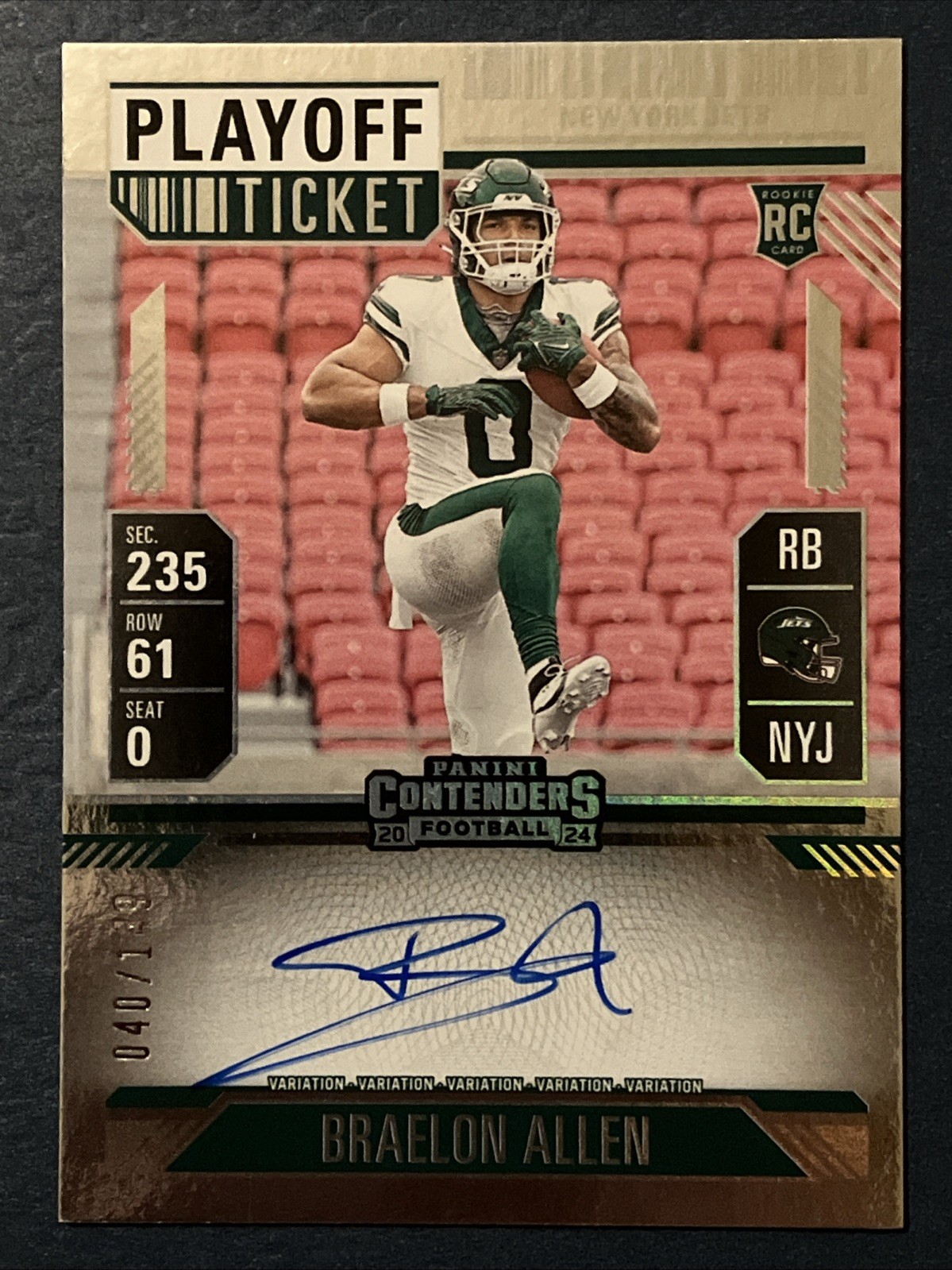 2024 Panini Contenders Playoff Ticket Rookie Variation Auto Braelon Allen /149