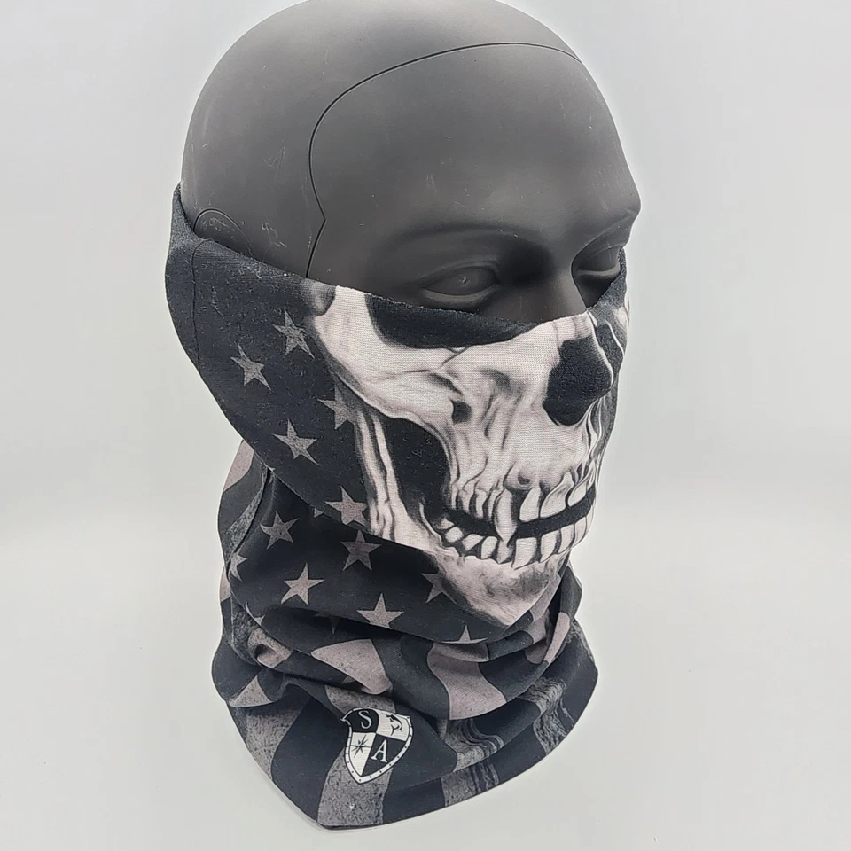 批量 3 件 Salt Armour SA 钓鱼面罩 全新无标签 2 美国国旗 1 头骨旗 — 第 3/4 张图片
