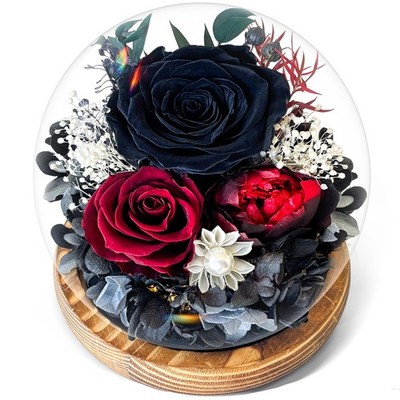 Muttertagsgeschenk für Mama Frauen, ewige schwarze Rose unter Glocke
