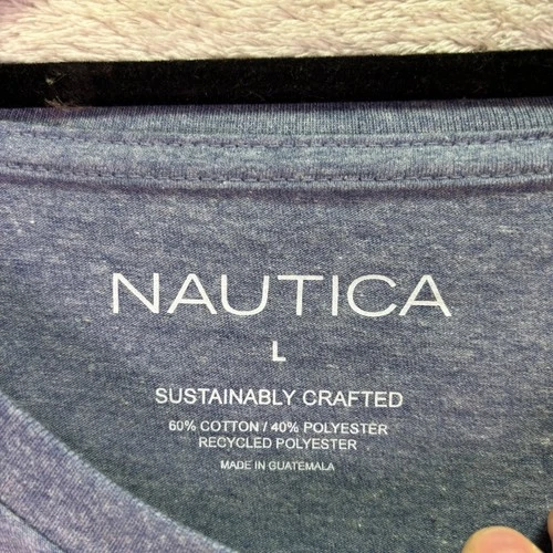 NWT Nautica Mens T-Shirt Blue Heather Large Graphic Sailboat Sustainably Crafted image 2