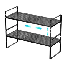 Expandable Cabinet Storage Shelf, Adjustable Height Steel Metal Kitchen Count...