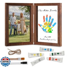Family Handprint Kit, DIY Baby Hand and Footprint Handmade Keepsake Wooden Fr