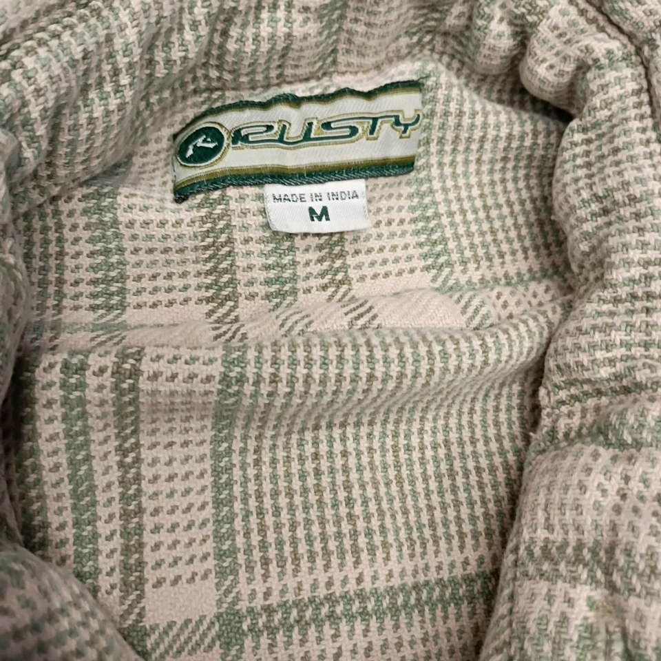 👾Rusty Skate Baggy Surf Button Down Flannel Vintage Shirt Mens Size 23x27 - Image 3 of 4