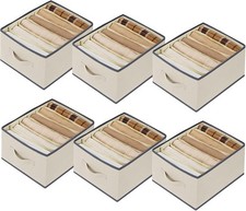 6 Pcs Large Size Wardrobe Clothes Organizers 6 Grids for Pants Jeans Sweater