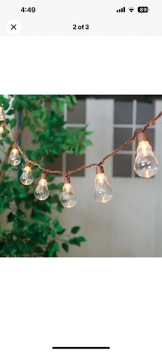 15 Bulb Light Set Brown Wire Clear Lights Total Length 9.8 Ft - Picture 3 of 4