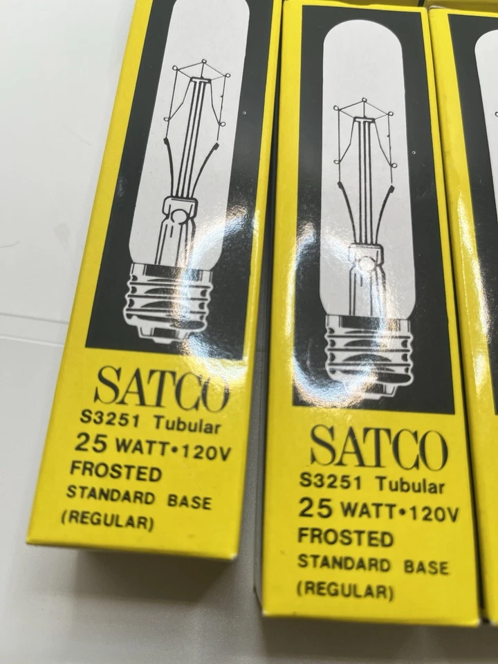 SATCO S3251 Tubular 25 Watt 120V Frosted Standard Base Light Bulb 8 Total - Image 2 of 4