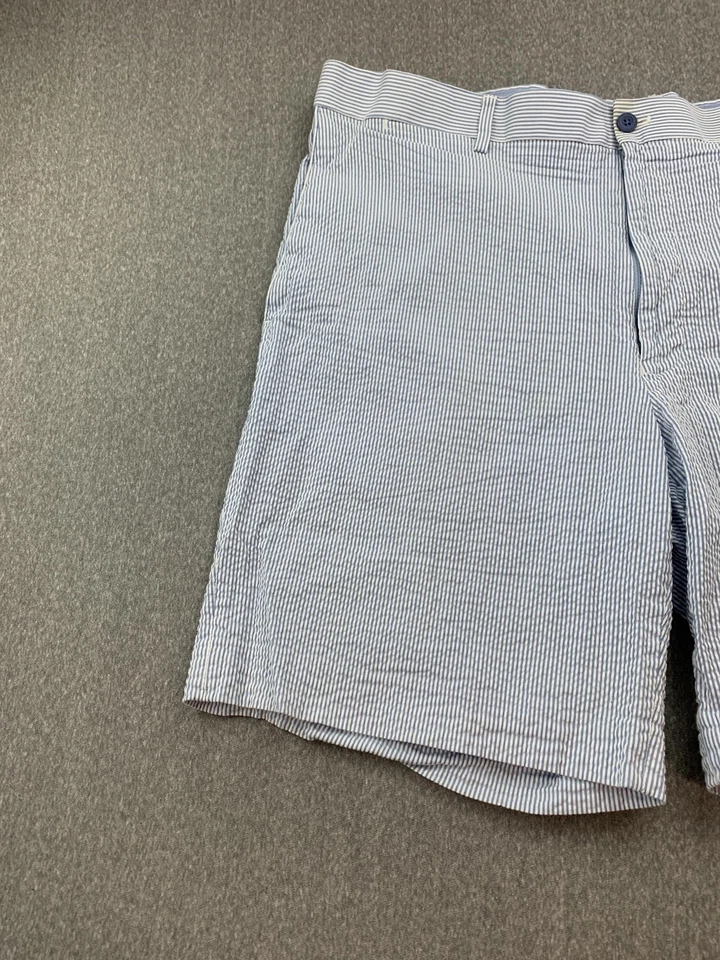 Pantalones Cortos Louis Raphael Rosso Para Hombre 38 Azul Blanco Seersucker Rayas Verano Algodón Foto 3 de 4