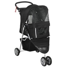 PawHut Pet Travel Stroller Cat Dog Pushchair Trolley Puppy Jogger Carrier Three